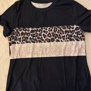 Black Leopard Print Women's Top